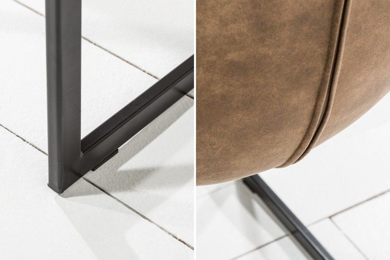Chaise cantilever design MIAMI structure métal marron taupe noir mat - 39856
