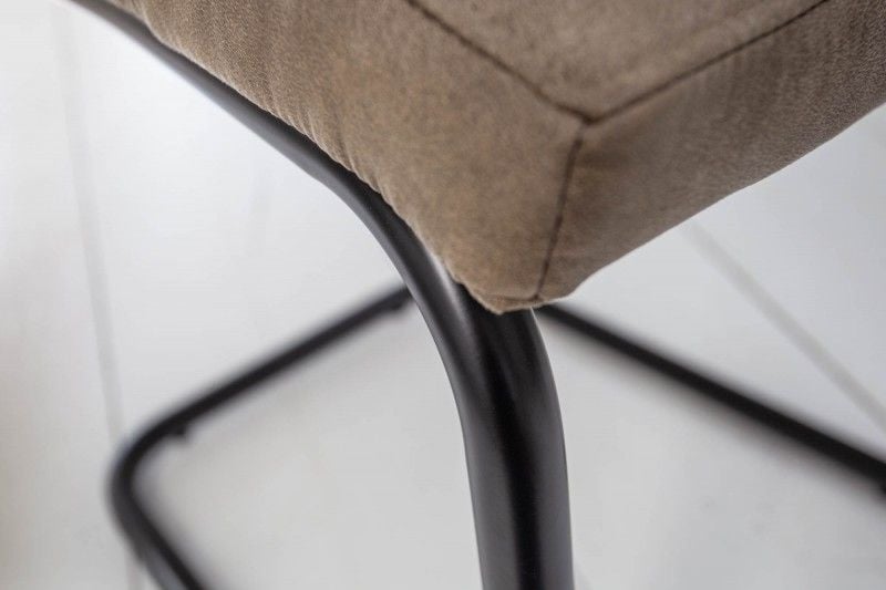 chaise cantilever industrielle MODENA vintage taupe avec coutures décoratives - 40551
