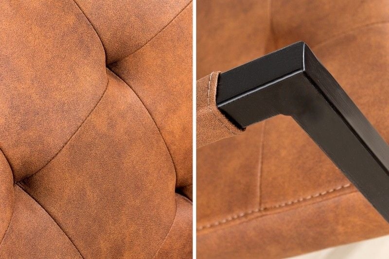 Chaise cantilever design OXFORD marron vintage avec accoudoirs structure en fer - 36959
