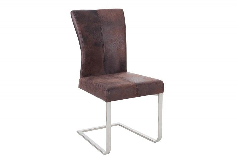 Chaise cantilever SAMSON structure en acier inoxydable café foncé avec poignée confort - 35767