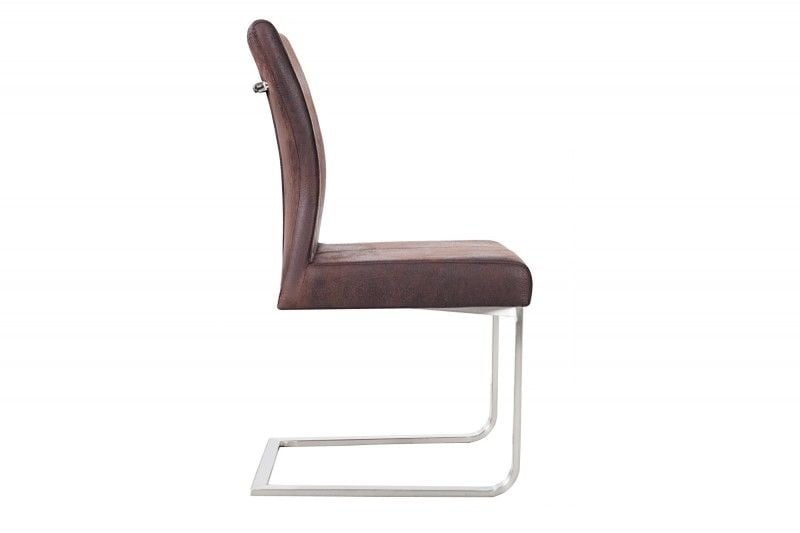 Chaise cantilever SAMSON structure en acier inoxydable café foncé avec poignée confort - 35767