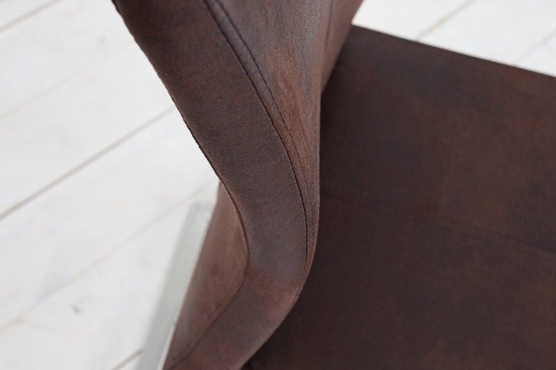 Chaise cantilever SAMSON structure en acier inoxydable café foncé avec poignée confort - 35767