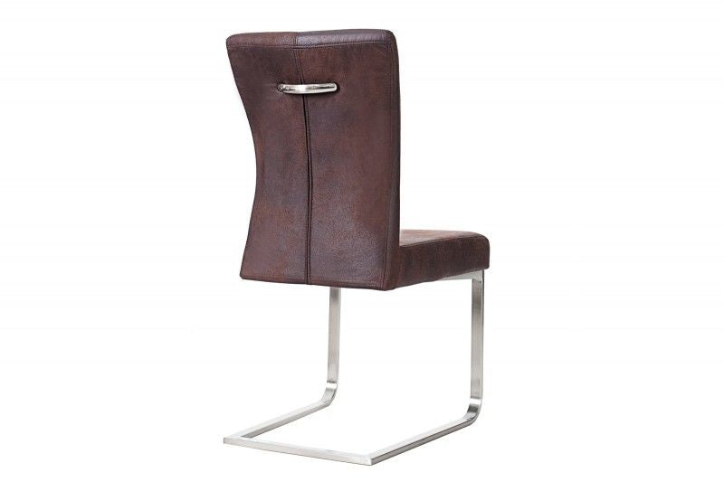 Chaise cantilever SAMSON structure en acier inoxydable café foncé avec poignée confort - 35767