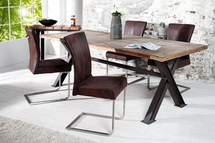 Chaise cantilever SAMSON structure en acier inoxydable café foncé avec poignée confort - 35767