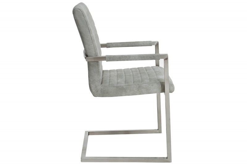 chaise cantilever industrielle LOFT gris pierre avec accoudoirs structure en acier inoxydable - 38497