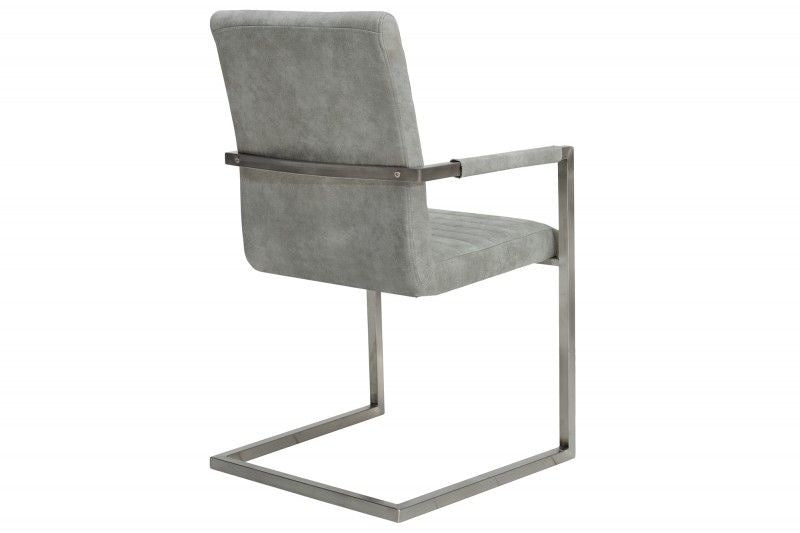 chaise cantilever industrielle LOFT gris pierre avec accoudoirs structure en acier inoxydable - 38497