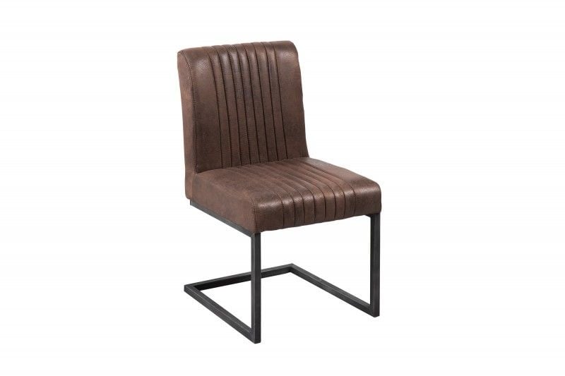 Chaise cantilever moderne BIG ASTON structure en fer brossé marron vintage - 38105