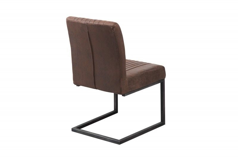 Chaise cantilever moderne BIG ASTON structure en fer brossé marron vintage - 38105