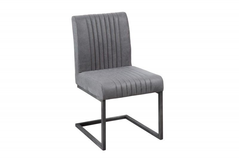 Chaise cantilever moderne BIG ASTON structure fer brossé gris vintage - 38106