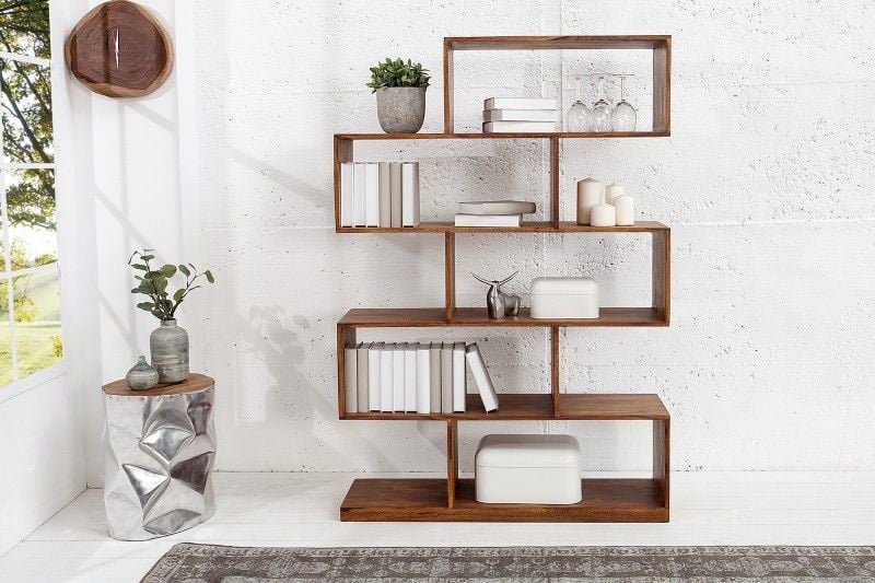 Etagère robuste Bibliothèque MAKASSAR XL 150 cm finition pierre sheesham - 38117