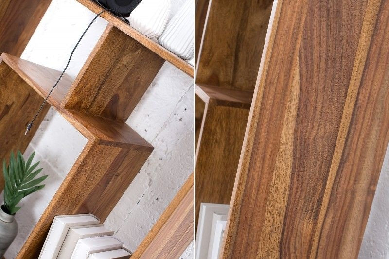 Bibliothèque massive CUBUS Sheesham 180cm grain unique - 38118
