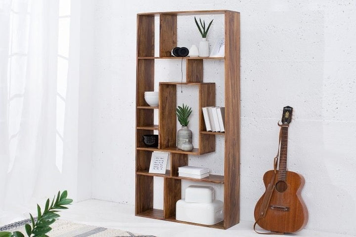 Bibliothèque massive CUBUS Sheesham 180cm grain unique - 38118