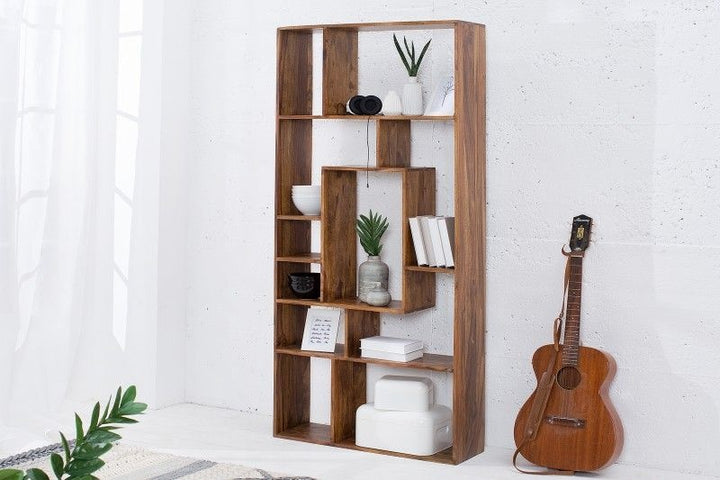 Bibliothèque massive CUBUS Sheesham 180cm grain unique - 38118