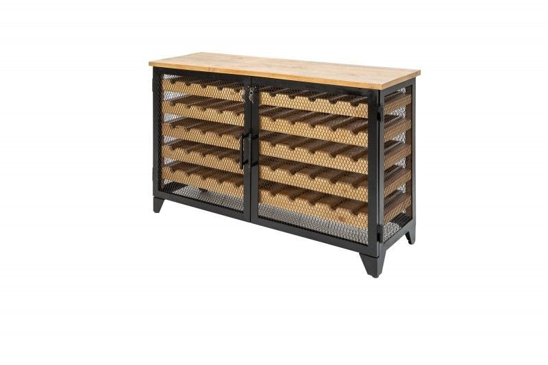 cave à vin industrielle BODEGA 127cm casier à vin en bois de pin naturel recyclé pour 55 bouteilles - 40458